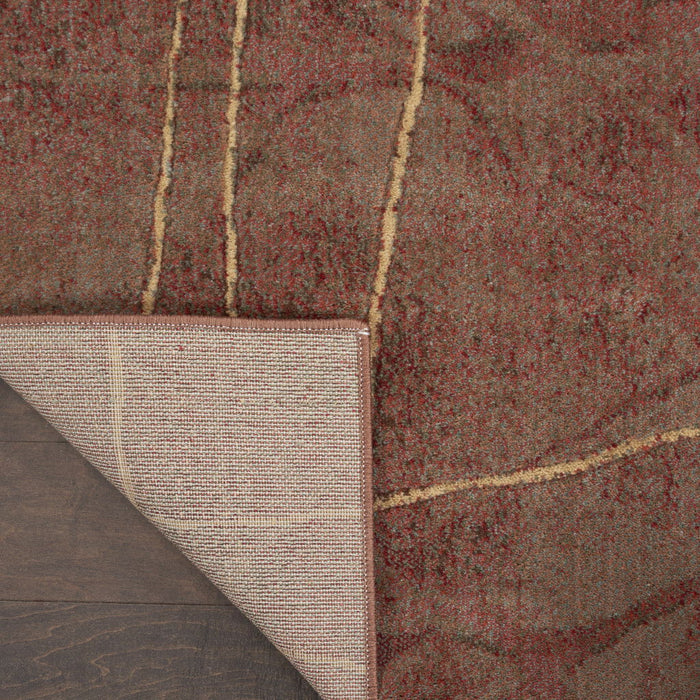 8' x 11' Floral Power Loom Non Skid Area Rug - Brown