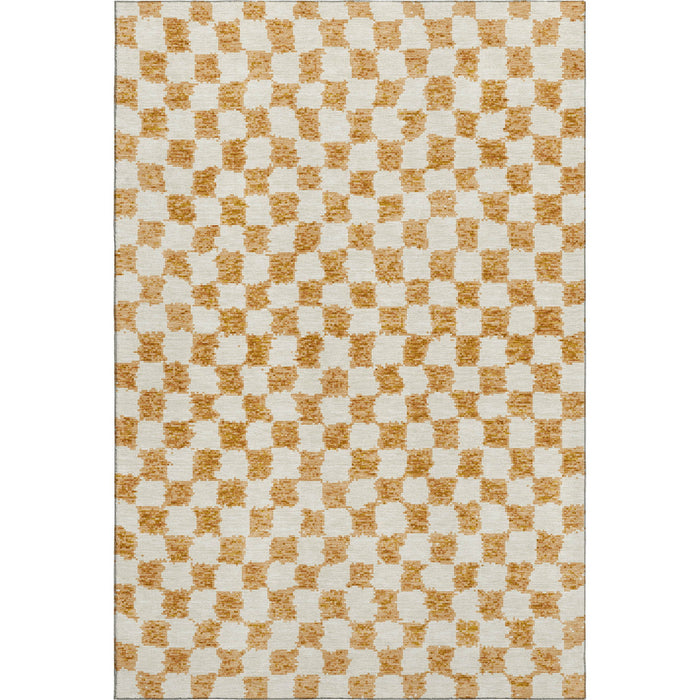 10' X 14' Geometric Washable Area Rug With UV Protection (709402) - Orange / Ivory