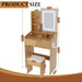 Giga vanity set with LED mirror, power outlet, hairdryer holder, padded stool, compact wood dressing desk for small bedrooms