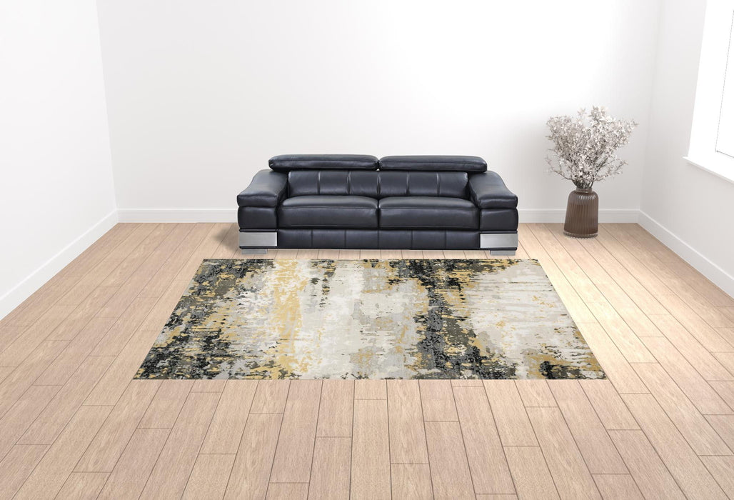 10' X 13' Grey Abstract Power Loom Stain Resist Area Rug - Gray And Black