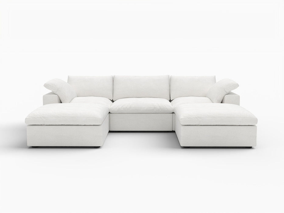 120" 2 Piece Living Room Set Blend Modular Sofa With Ottoman Storage - White