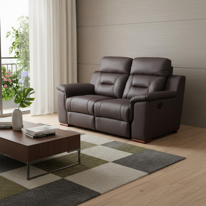 Faux Leather Manual Reclining Love Seat - Brown