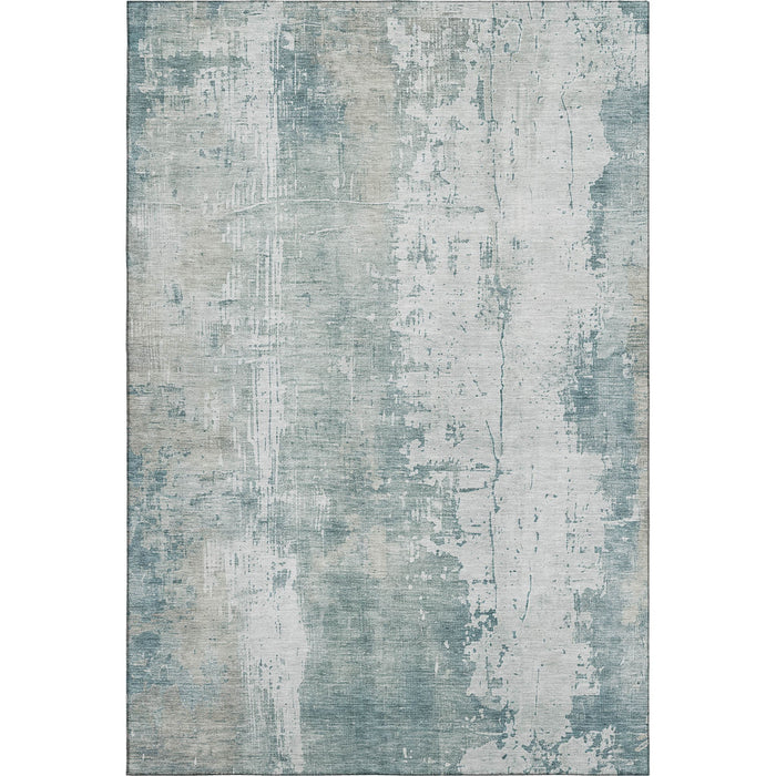 10' X 14' Abstract Washable Area Rug With UV Protection (696044) - Turquoise / Ivory