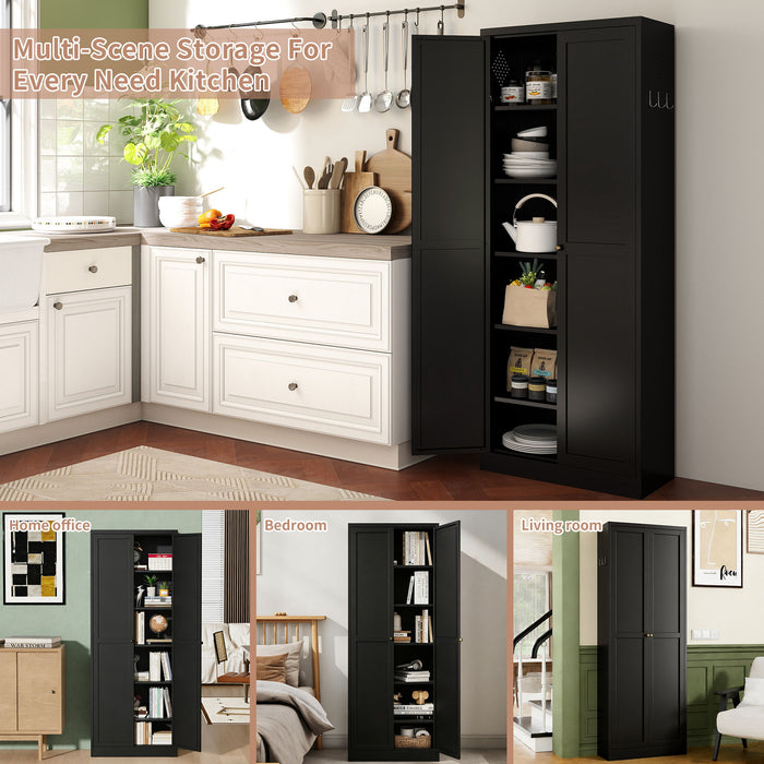 Giga kitchen pantry accent cabinet with four adjustable shelves and a sturdy freestanding design for organized storage.