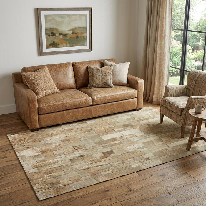 5' X 8' Cowhide Patchwork Area Rug (544495) - Natural