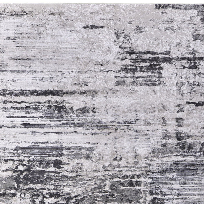 10' x 13' Abstract Power Loom Worn Faded Area Rug - Gray Ivory And Taupe
