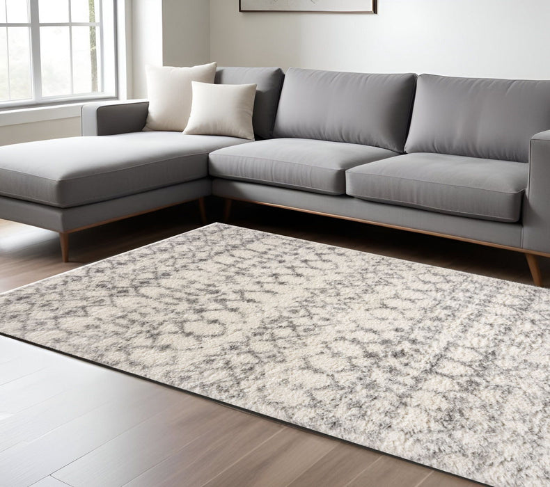8' x 11' Southwestern Shag Power Loom Area Rug - Gray And Ivory