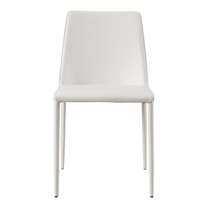 Solid Back Upholstered Faux Leather Dining Side Chairs (Set of 2) - White