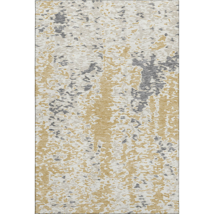10' X 14' Abstract Washable Area Rug With UV Protection (675114) - Gold / Ivory / Gray