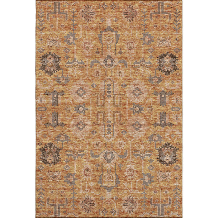 10' X 14' Oriental Washable Area Rug With UV Protection (656693) - Terra Cotta / Beige / Charcoal