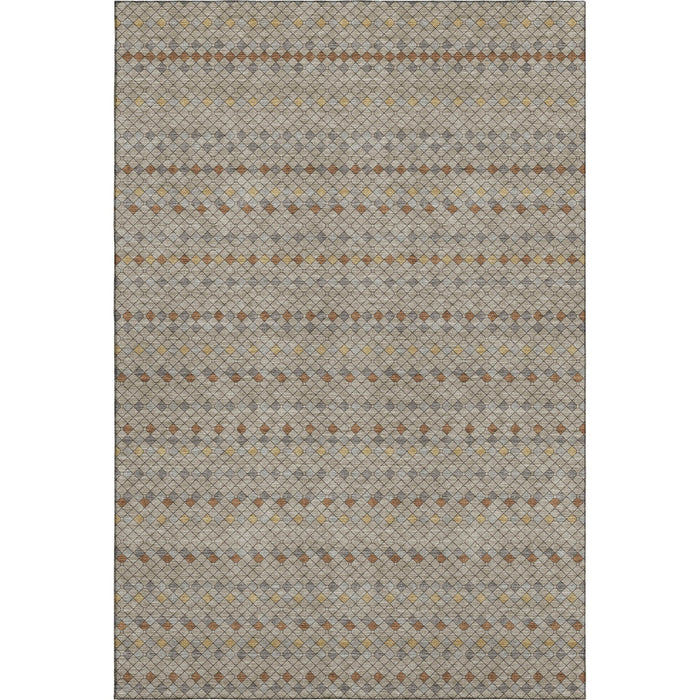 10' X 14' Striped Washable Area Rug With UV Protection (693570) - Taupe / Copper / Gold