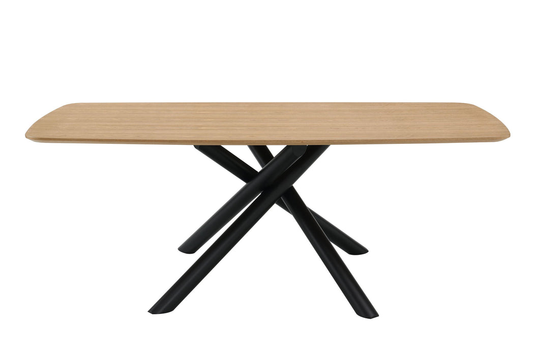 Wood Iron Cross Leg Base Dining Table - Natural / Black