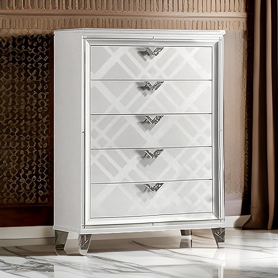 J & M Furniture Brickfield Chest in Silver
