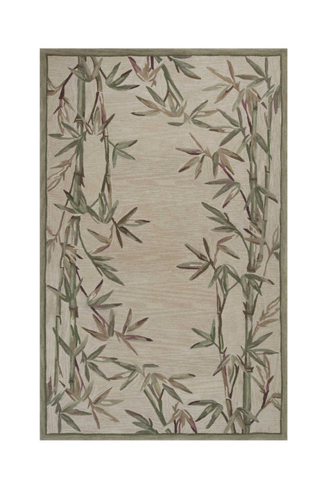 5' x 8' Hand Tufted Bordered Bamboo Indoor Area Rug - Ivory