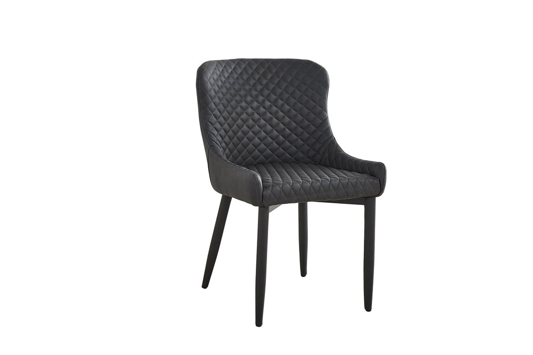 Tufted Upholstered Faux Leather Dining Side Chairs (Set of 4) - Dark Gray / Black