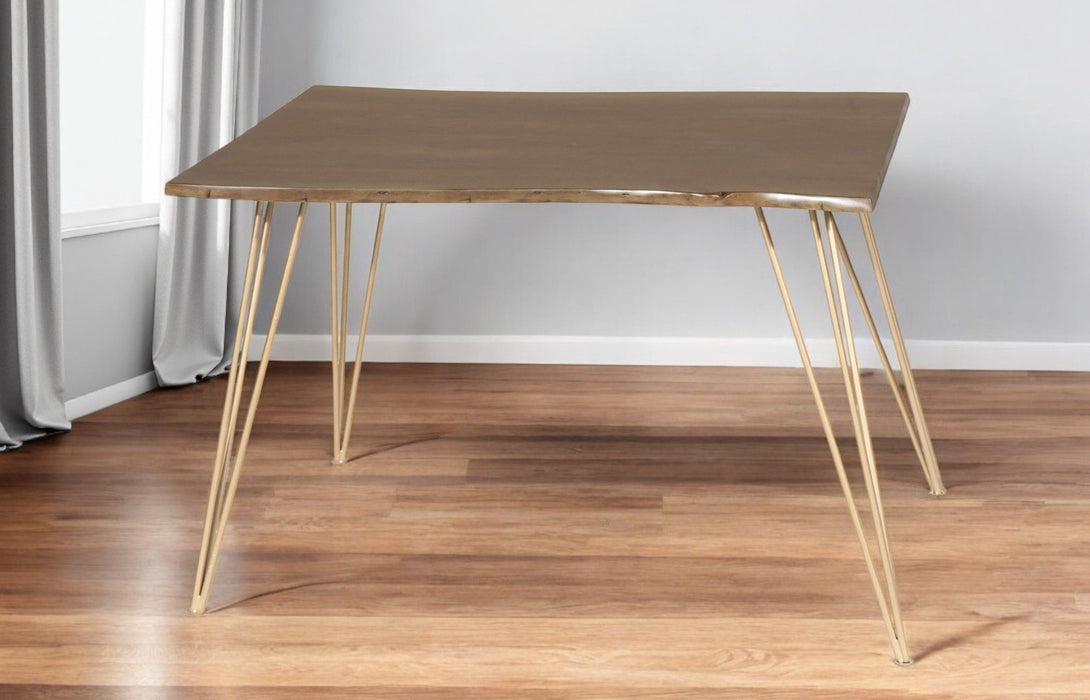 48" Solid Wood And Iron Dining Room Table - Brown