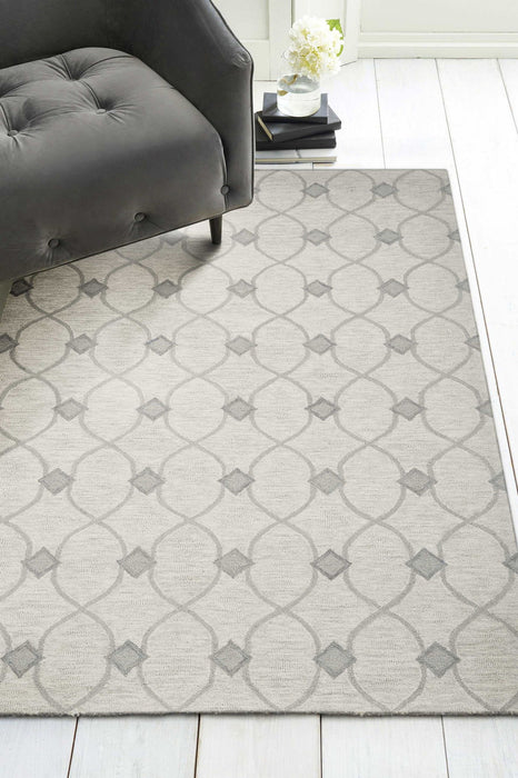 8' x 10' Hand Tufted Ogee Indoor Area Rug - Ivory