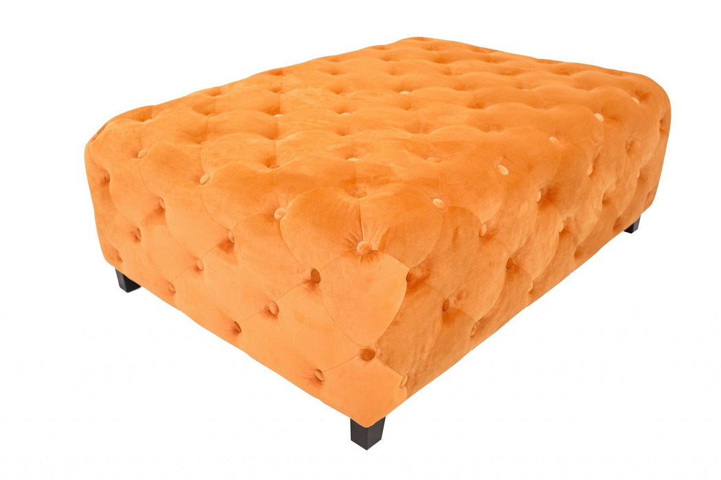Velvety Modern Square Coffee Table - Orange