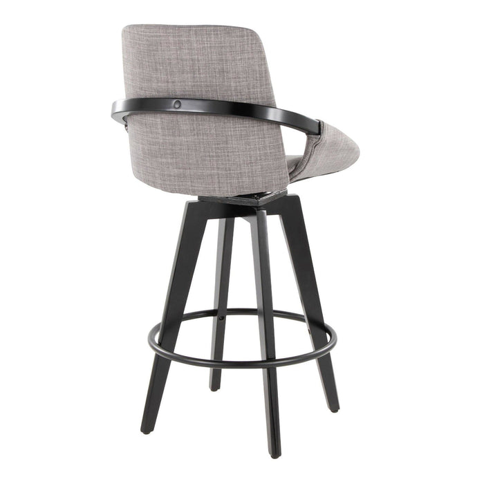 Cosmo - Fixed-Height Counter Stool (Set of 2) - Black Bamboo Base, Black Footrest