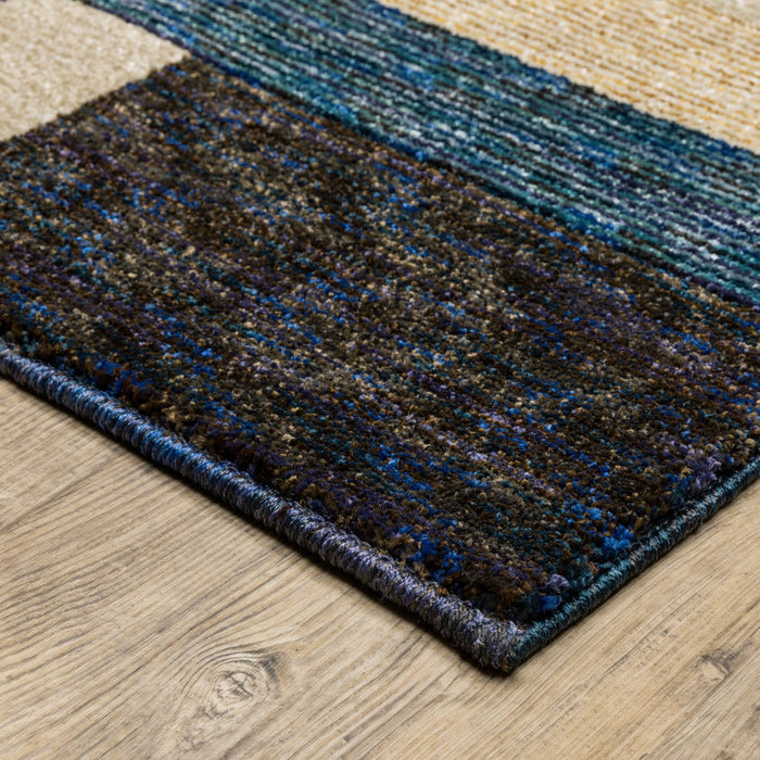 7' x 10' Geometric Power Loom Area Rug - Blue And Beige