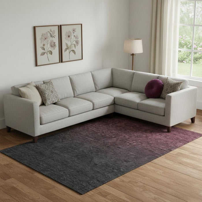 10' X 14' Ombre Washable Area Rug With UV Protection (667324) - Merlot / Charcoal