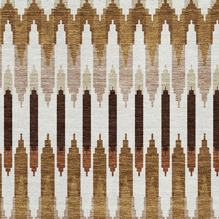 10' X 14' Southwestern Washable Area Rug With UV Protection (668295) - Terra Cotta / Ivory / Beige
