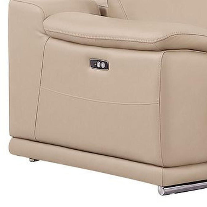 Leather Modular L Shaped Five Piece Corner Sectional - Beige