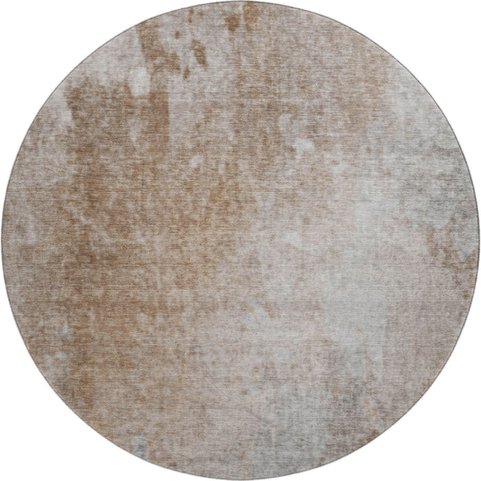 8' Abstract Washable Round Rug With UV Protection (649405) - Coffee / Gray
