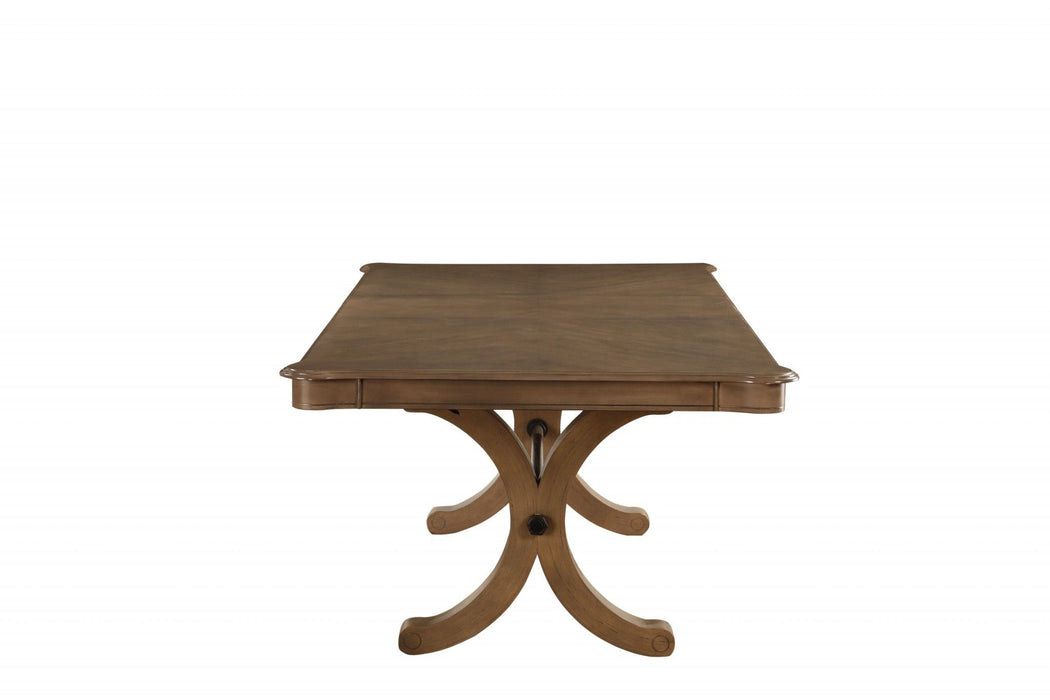 64" Solid Wood Removable Leaf Trestle Base Dining Table - Brown
