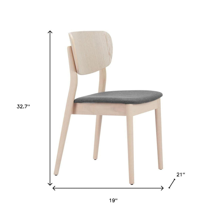 Upholstered Fabric Wood Open Back Dining Side Chairs (Set of 2) - Gray / Natural