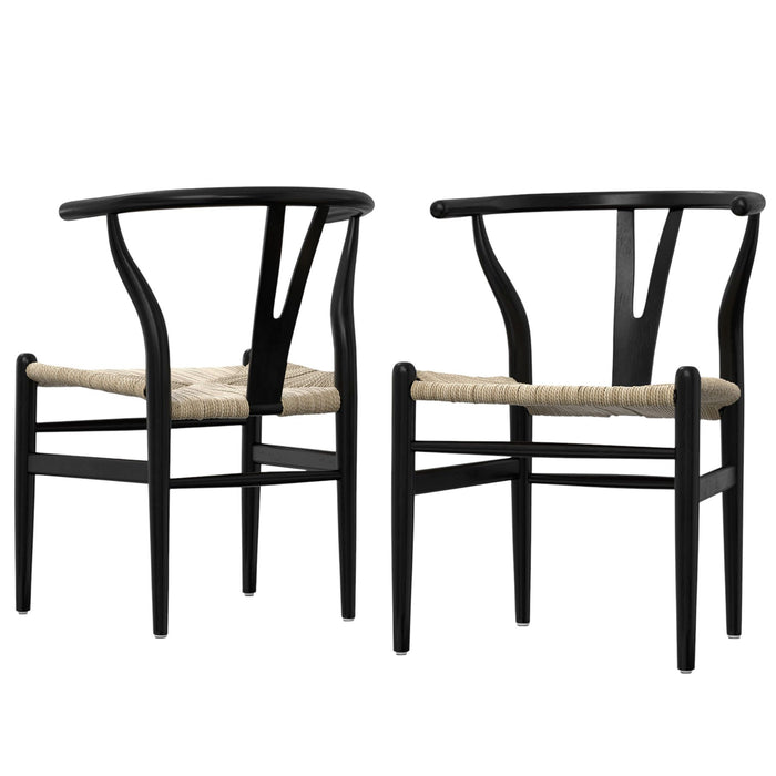 Dining Wood Parsons Chairs (Set of 2) - Black