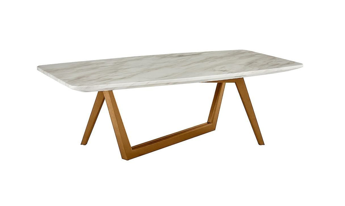 51" Ceramic Tile Rectangular Coffee Table - Walnut And White