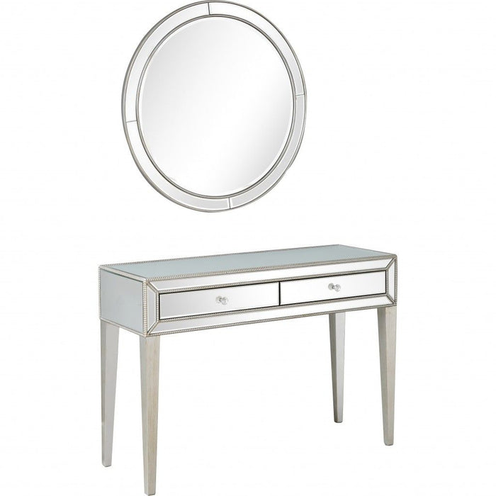 16.8" x 48" x 32.8" Mirrored Glass Console Table - Silver