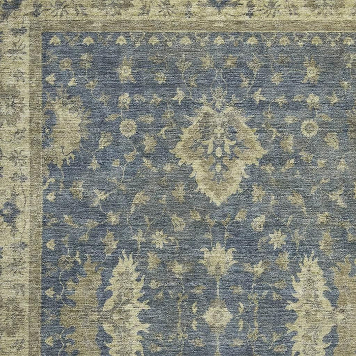 10' X 14' Oriental Washable Area Rug With UV Protection (699722) - Blue / Olive Green