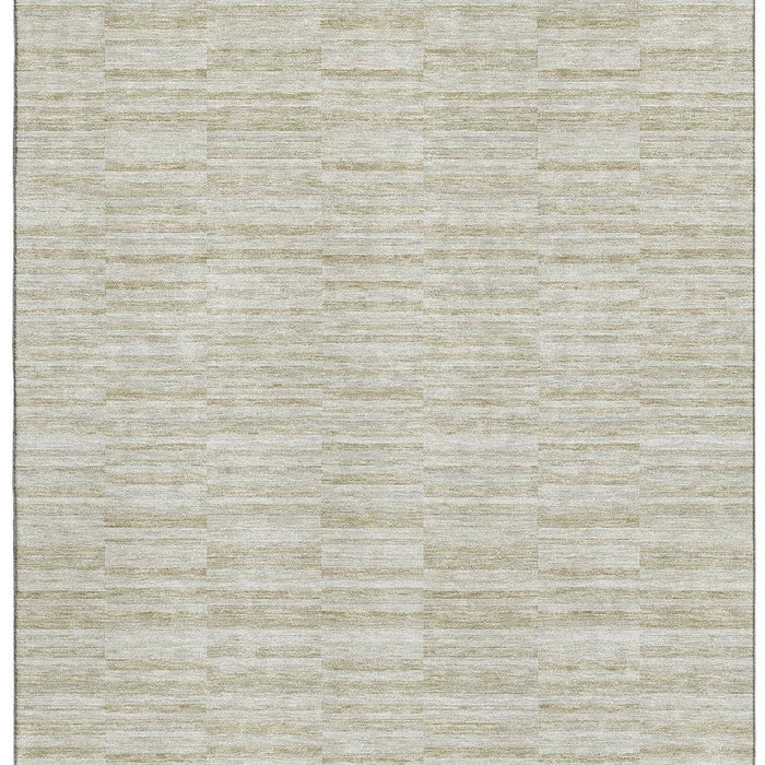 10' X 14' Striped Washable Area Rug With UV Protection - Taupe And Beige