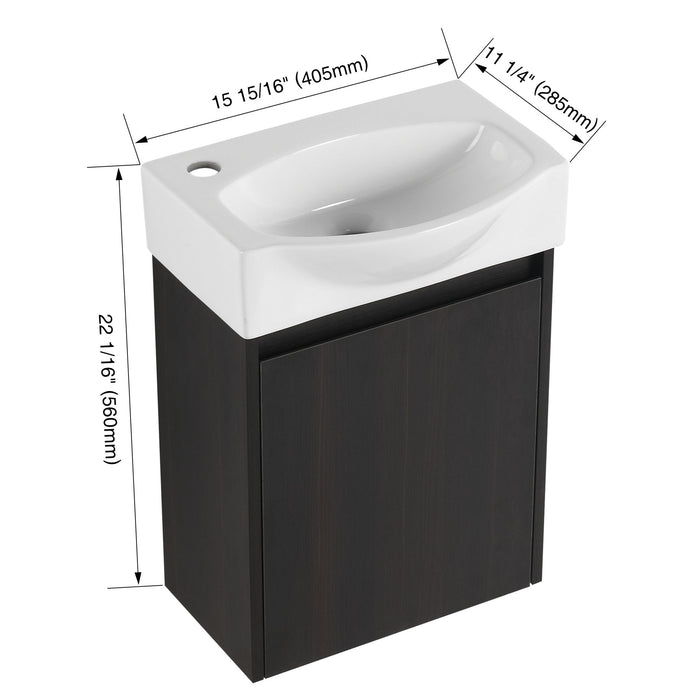 Modern Bathroom Vanity With Ceramic Basin, Wall Mounted Floating Sink Combo, Storage Cabinet