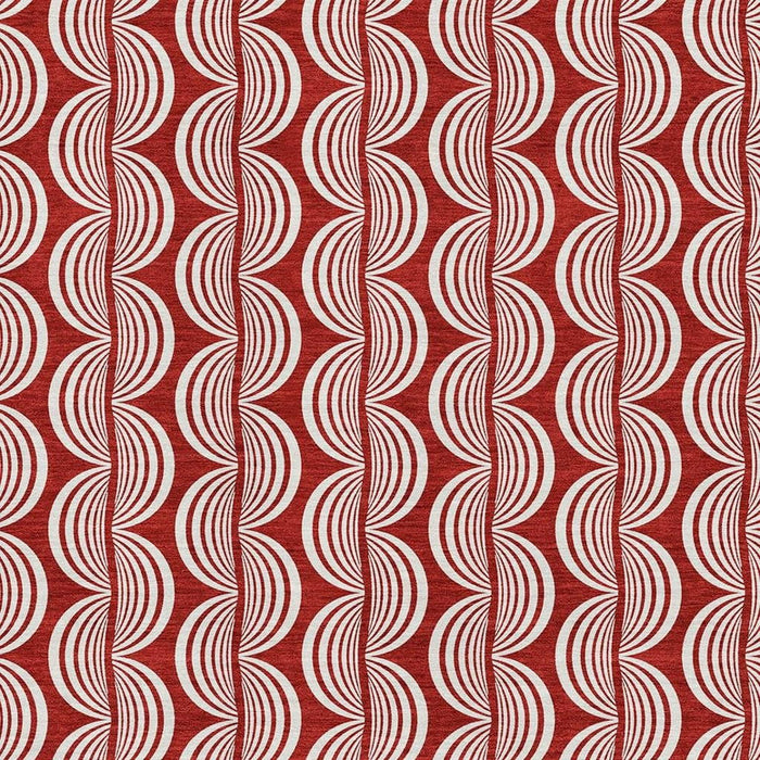 10' X 14' Ogee Washable Area Rug With UV Protection (682757) - Red / Ivory