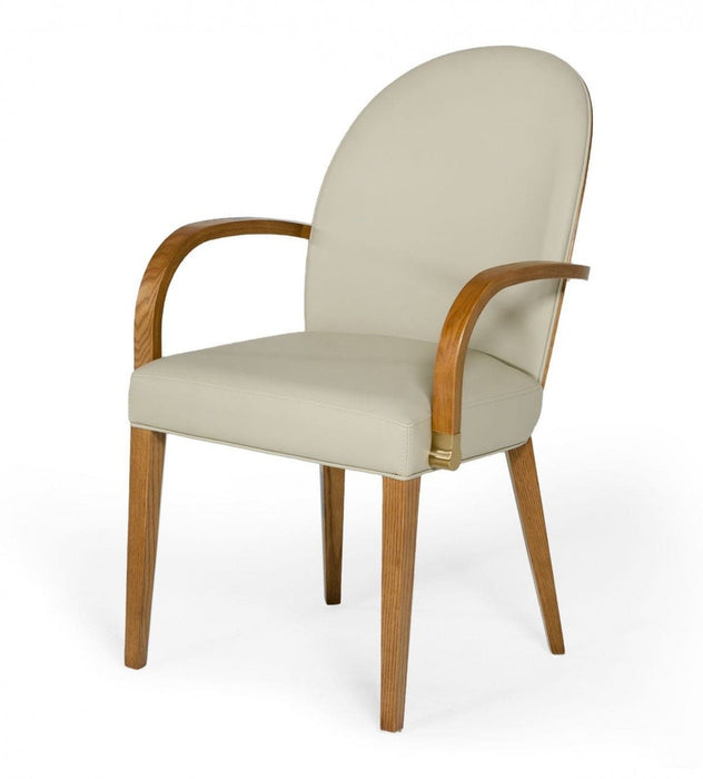 Modern Upholstered Faux Leather Dining Arm Chair - Gray
