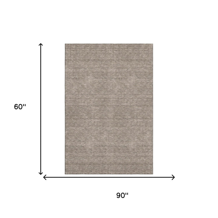 10' X 14' Abstract Geometric Washable Area Rug With UV Protection (672326) - Brown / Ivory