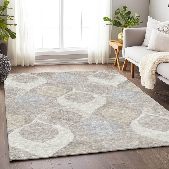 10' X 14' Ogee Washable Area Rug With UV Protection - Ivory