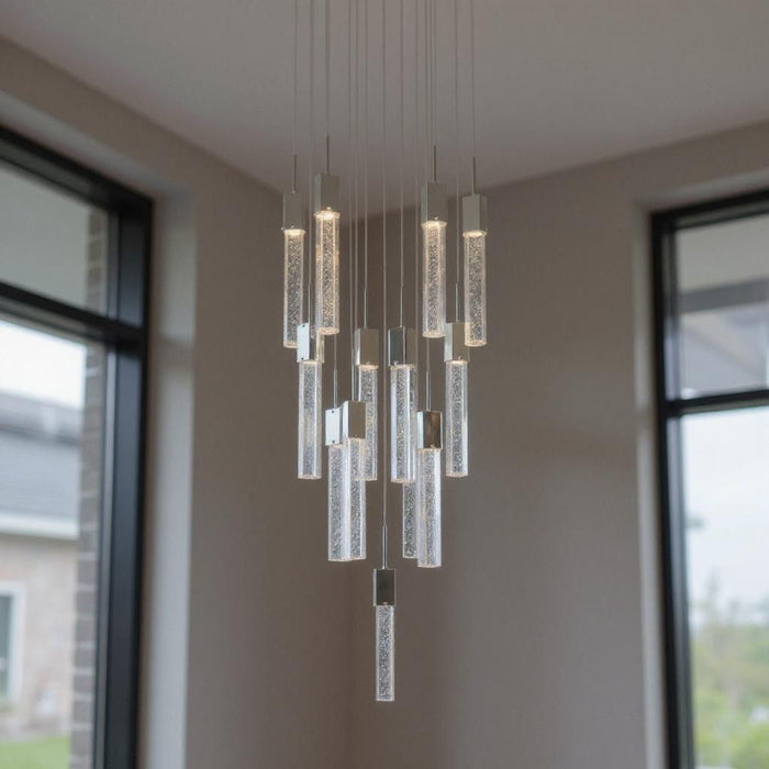 Metal Multi Light Dimmable Chandelier With Clear Shades - Silver