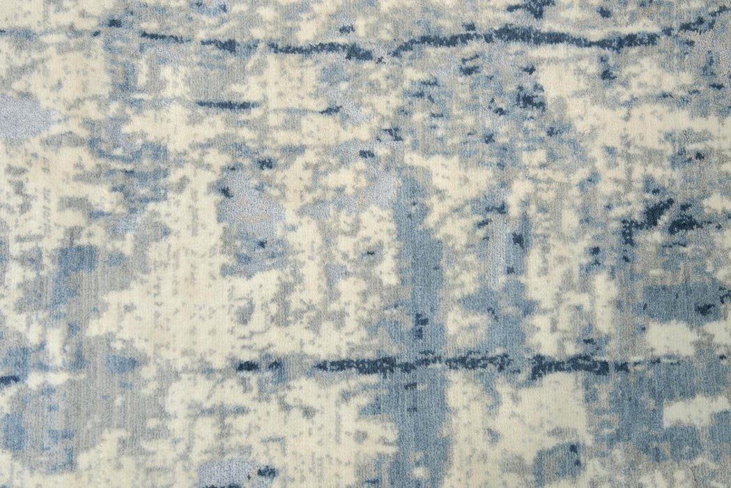 9' X 12' New Zealand Lambs Wool Abstract Hand Carved Handmade Area Rug (747589) - Blue / Light Blue / Gray / Ivory