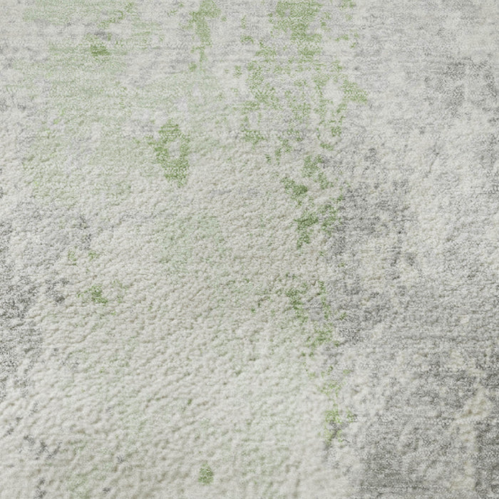 10' X 14' Abstract Washable Area Rug With UV Protection (705629) - Artichoke Green / Ivory