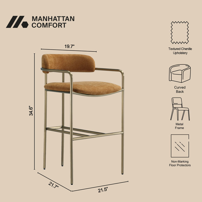 Manhattan Serene - Metal Upholstered Barstool