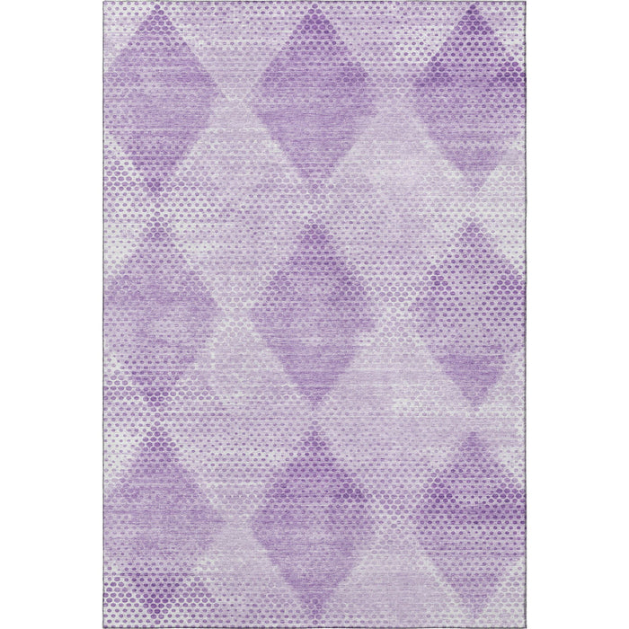 8' X 10' Geometric Washable Area Rug With UV Protection (648200) - Lavender / Ivory