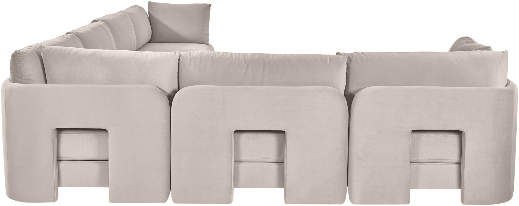 Meridian Furniture Hammond velvet performance fabric 6-piece corner sectional sofa with plush cushions and modern design.