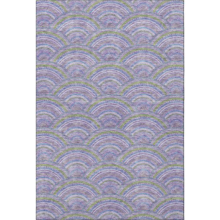 10' X 14' Geometric Washable Area Rug With UV Protection (677693) - Lavender / Olive Green / Ivory