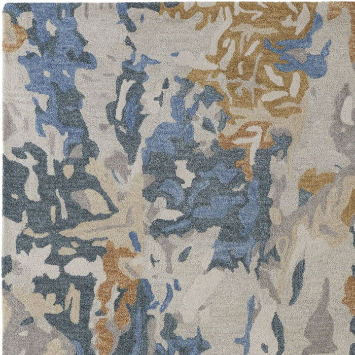 12' x 15' Wool Abstract Tufted Handmade Area Rug - Gray Blue And Gold
