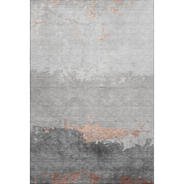 10' X 14' Abstract Washable Area Rug With UV Protection (706915) - Salmon / Gray