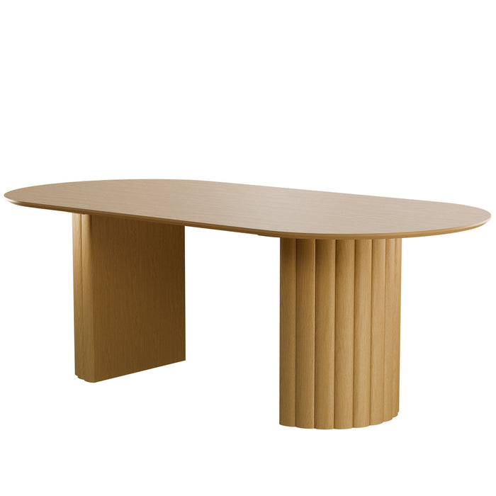 86'' Double Pedestal Base Oval Wood Dining Table - Natural